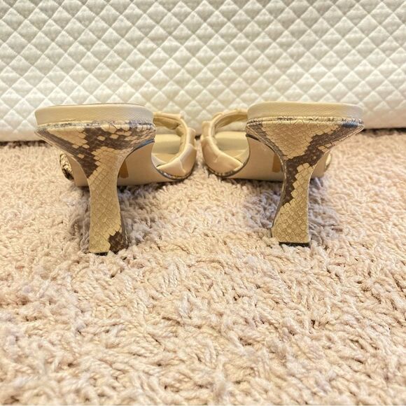 Sam Edelman Kittie Heeled Slide Sandals NEUTRAL MOTIF Womens 7.5 Snake Skin Heel - Picture 6 of 12